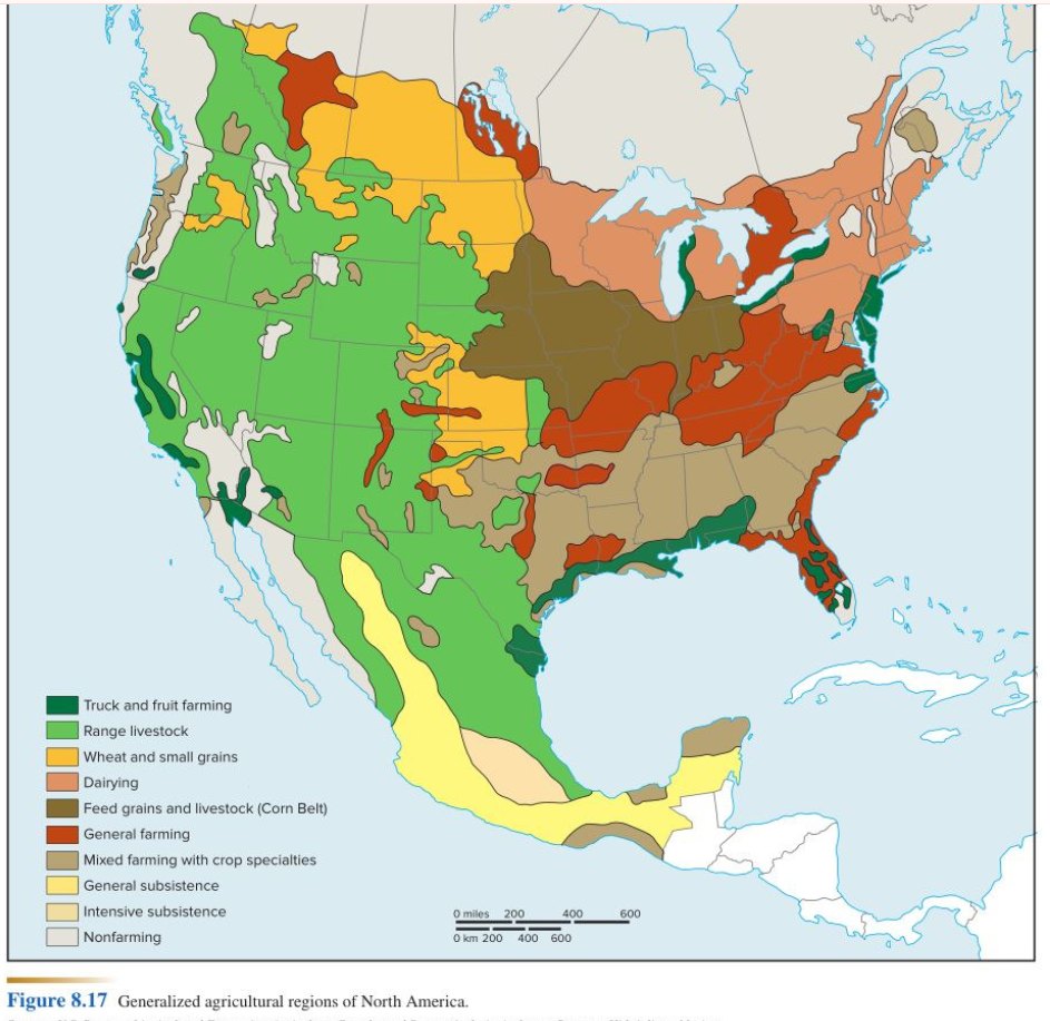 Generalized agricultural regions of North America