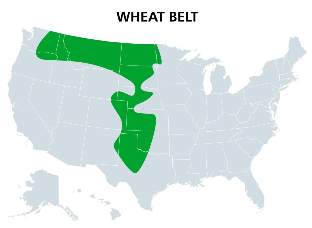 Wheat belt in the US